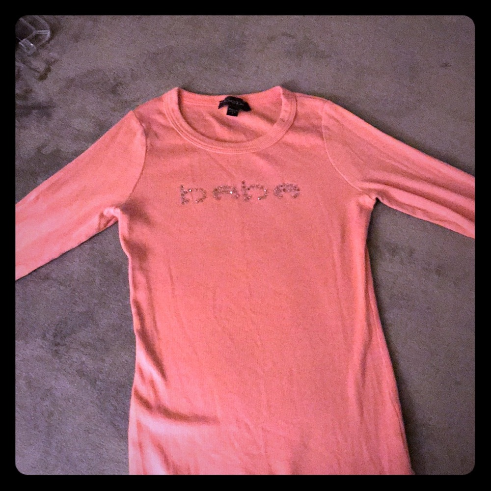 Bebe long sleeve pink top